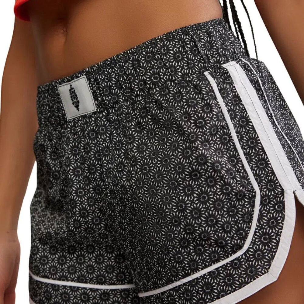 Free People Varsity Blues Print Athletic Shorts in Blue Sea - Picture 7 of 7
